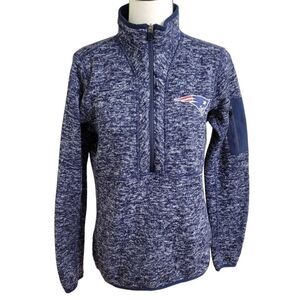 New England Patriots Antigua Women's Sz M Fortune Half-Zip Sweater - Heather Nav